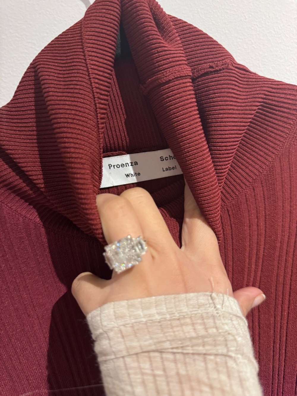 Proenza Schouler Burgundy Ribbed Long-Sleeve Maxi Dress - Picture 4 of 5